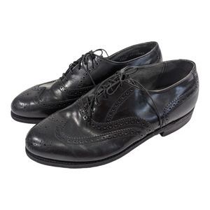 USA MADE Men's Shoes HANOVER Wingtip Oxford Sz 8.5 EEE Black Leather‎